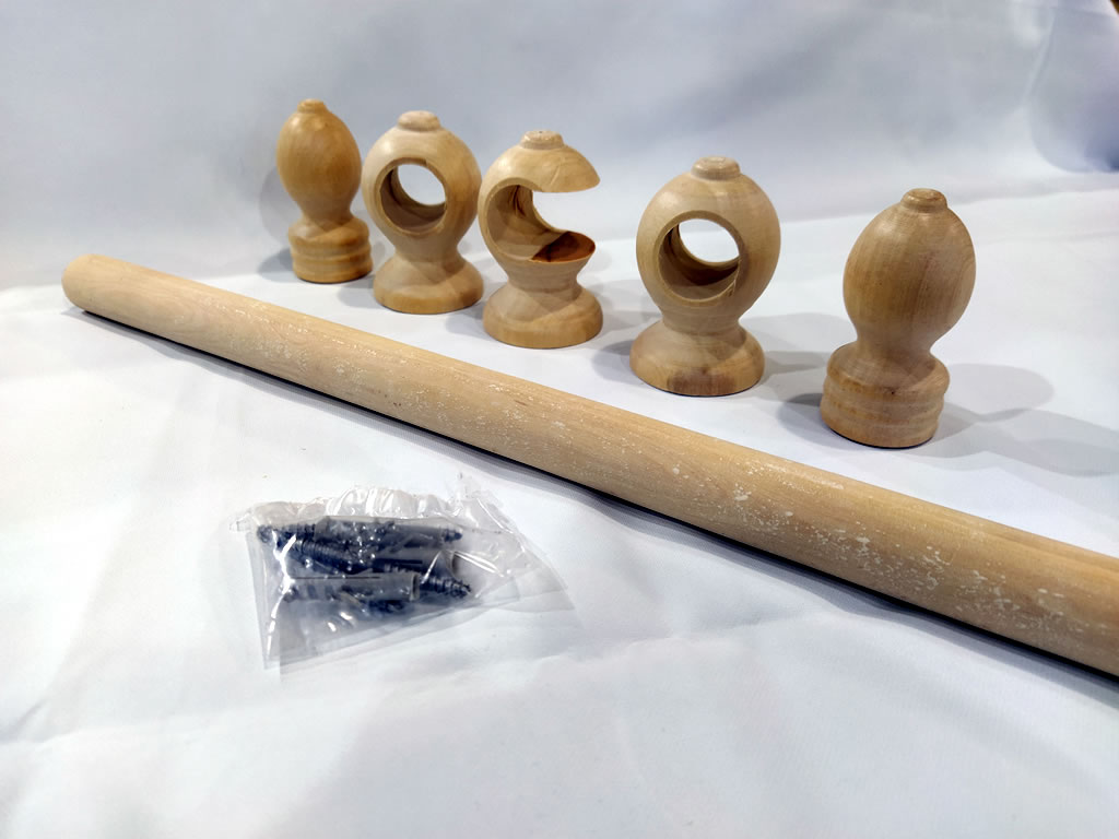 Barral de Madera Natural 22 mm - Kit completo